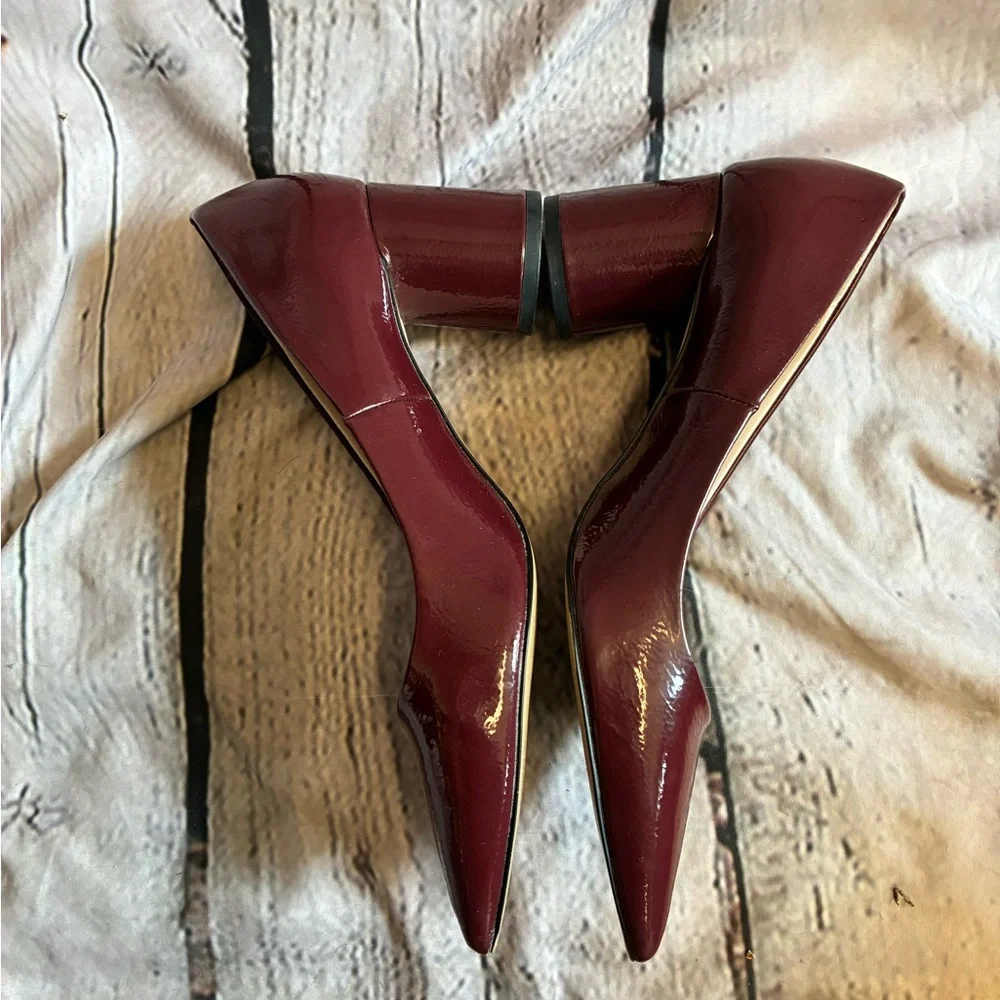Zara Basic Collection Women’s Deep Berry Wine Patent Pointed Toe‎ Pump Heel 6.5 - Picture 6 of 8